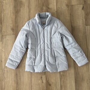 ESPIRIT Womens M Down Filled Puffer Jacket Blue Climate Control Coat Zipper